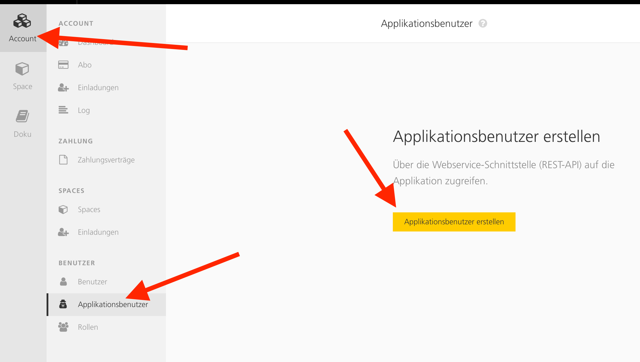Applikationsbenutzer anlegen