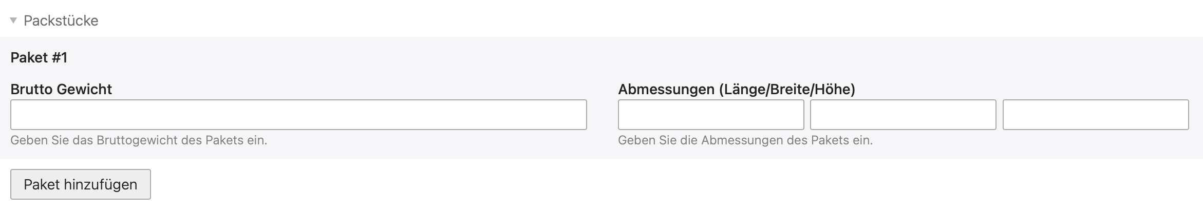 Pakete hinzufügen