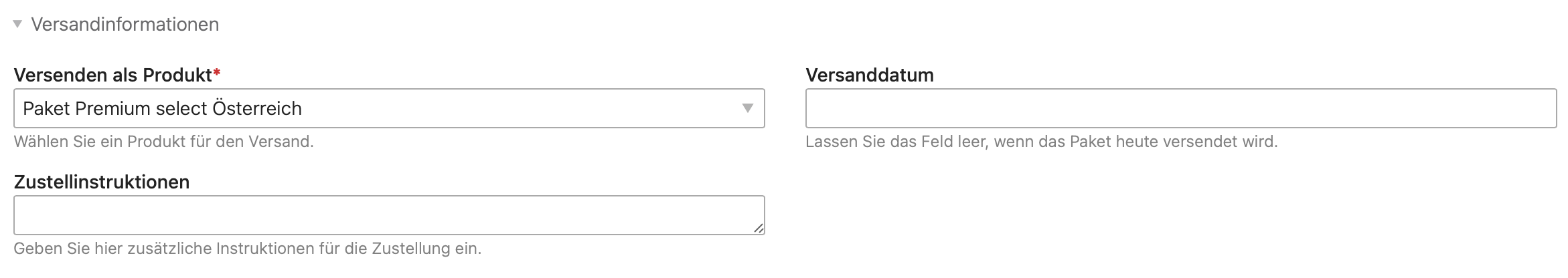 Versand konfigurieren